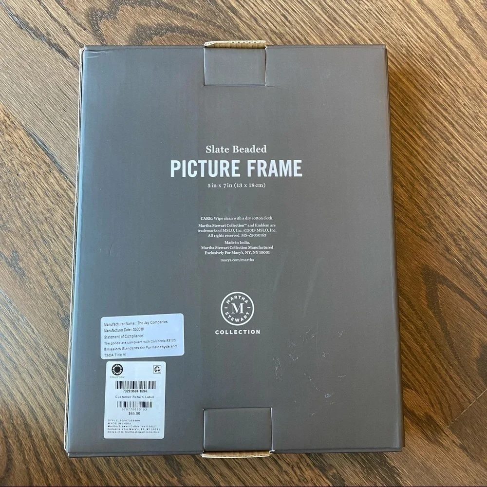 NWT Martha Stewart slate beaded picture frame 5 x 7